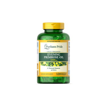 Puritan's Pride Evening Primrose Oil 1300 mg with GLA offers 120 rapid release softgels rich in gamma-linolenic acid, using cold press processing for those seeking hormonal balance.